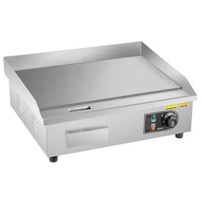 Vevor Commercial Electric Griddle, 21 X 11.8 Inch, 1750w, 122-570°f Adjustable Temp Control, Stainless Ste In Stainless Steel