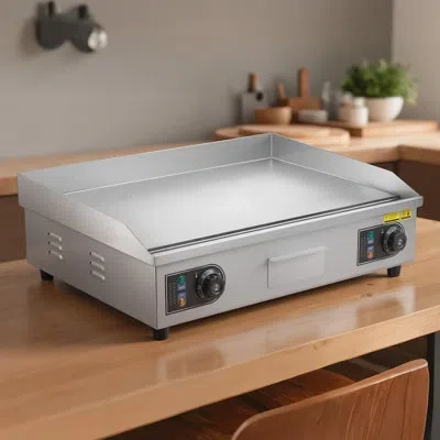 Vevor Commercial Electric Griddle, 25.79 X 15.75 Inch, 2800w, 122-570°f Adjustable Temp Control, Stainless In Silver