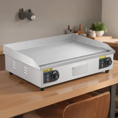 Vevor Commercial Electric Griddle, 28.54 X 15.75 Inches, 4400w, 122-570°f Adjustable Temp Control, Stainle In Silver