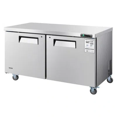 Vevor Commercial Freezer Prepration Worktable Stainless Steel 60 Inch Double Door