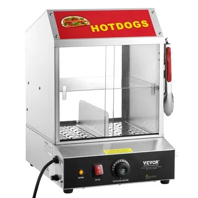 Vevor Commercial Hot Dog Steamer 2-tier Electric Bun Warmer 28.5qt Slide Doors