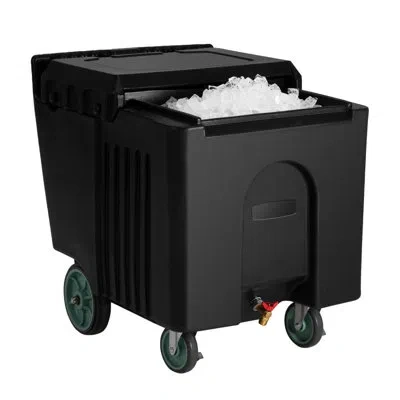 Vevor Commercial Ice Bin 61.6 L Portable Ice Caddy With Sliding Lid And Four Wheels In Black