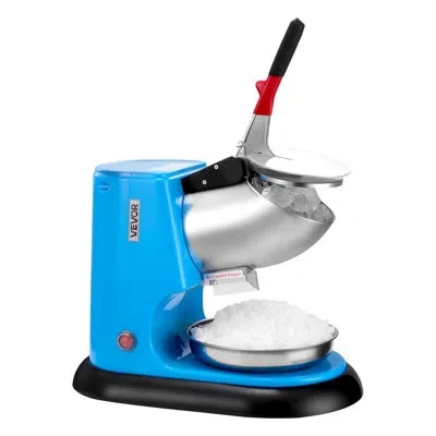 Vevor Commercial Ice Crusher 220lbs/h Electric Snow Cone Maker Shaved Ice Blue In Silver;blue