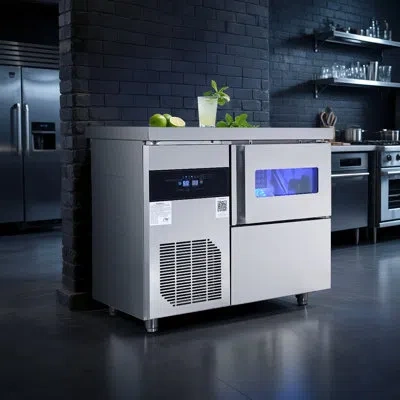 Vevor Commercial Ice Maker Machine, 132 Lbs/24h Stainless Steel Ice Machine With Worktop, 30 Lbs Storage &