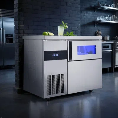 Vevor Commercial Ice Maker Machine, 220 Lbs/24h Stainless Steel Ice Machine With Worktop, 66 Lbs Storage &