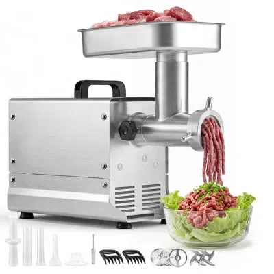 Vevor Commercial Meat Grinder, 11 Lbs/min Capacity, #12 Electric Meat Mincer With 3 Plates, 3 Sausage Stuf In Silver