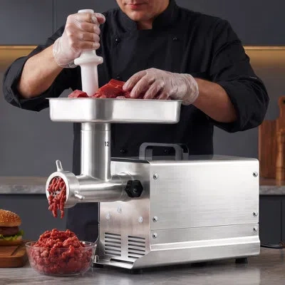 Vevor Commercial Meat Grinder, 11 Lbs/min Capacity, #12 Electric Meat Mincer With 3 Plates, 3 Sausage Stuf In Silver