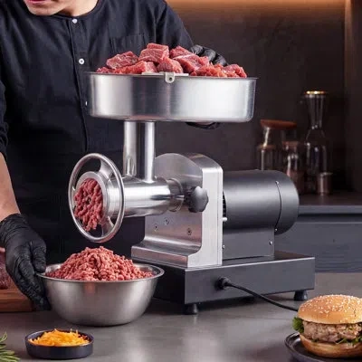 Vevor Commercial Meat Grinder, 21 Lbs/min Capacity, #32 Electric Meat Mincer With 3 Plates, 3 Sausage Stuf In Silver