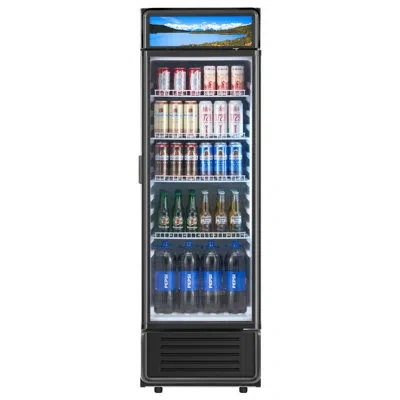 Vevor Commercial Merchandiser Refrigerator 9.7 Cu.ft Glass Door Beverage Refrigerator In Black