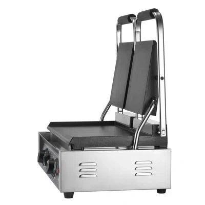 Vevor Commercial Panini Press Grill Electric Sandwich Maker Griddle Plate 19"x9" In Silver