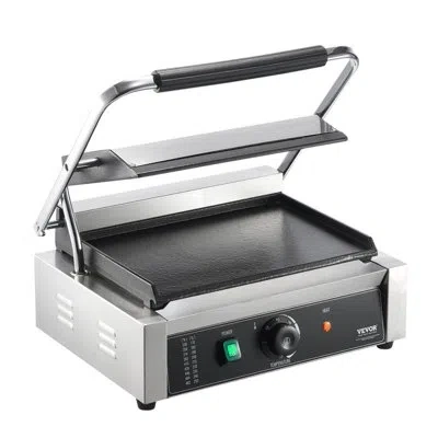 Vevor Commercial Panini Press Grill Electric Sandwich Maker Griddle Plate In Silver