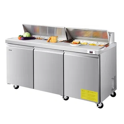 Vevor Commercial Refrigerated Sandwich Prep Workable Triple Door Stainless Steel