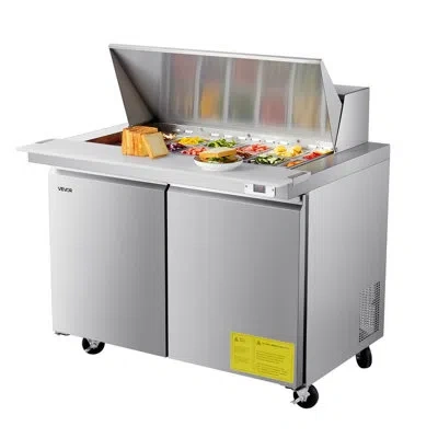 Vevor Commercial Refrigerated Sandwich Prep Worktable Double Door Stainless Steel