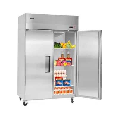 Vevor Commercial Refrigerator, 31.89 In Reach In Upright Refrigeration Double Door, 32.1 Cu.ft Auto-defros In Silver