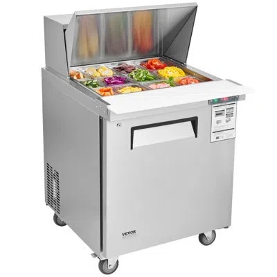 Vevor Commercial Refrigerator Sandwich Salad Prep Table 1 Door With 12 Pans