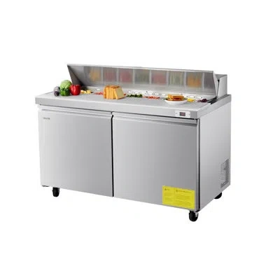 Vevor Commercial Sandwich Prep Table Refrigerator Double Door Stainless Steel