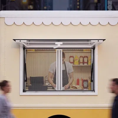 Vevor Concession Window 36x24 In Aluminum Alloy & Acrylic Service Window, For Food Truck, Up To 85 Degrees In White