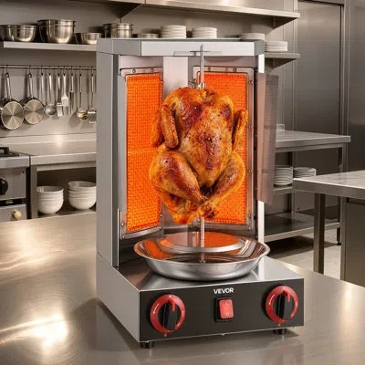 Vevor Countertop Vertical Rotating Oven 15 Lbs Rotisserie Shawarma Machine, For Chicken Beef Mutton Pork,  In Silver