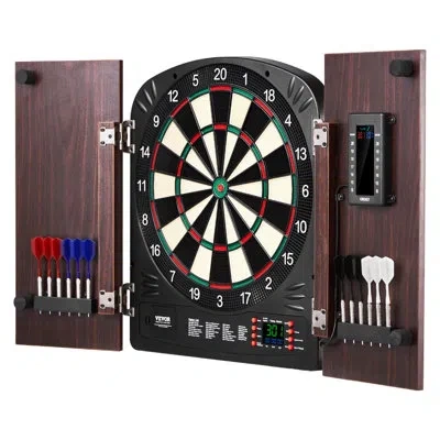 Vevor Dartboard And Cabinet Set Complete With All Accessories Easy Assembly In Matte Black