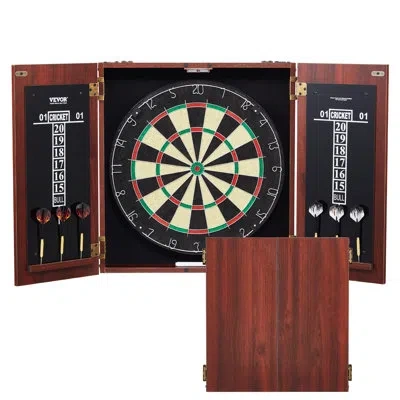 Vevor Dartboard And Cabinet Set Official Size Complete Accessory Steel Tip Dart In Brushed Brass