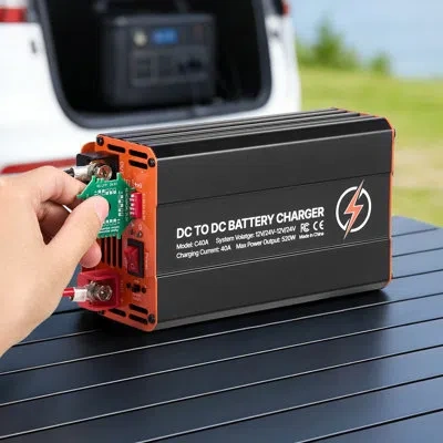 Vevor Dc To Dc Battery Charger, 520w, 40a Alternator Charger, Fast Dc-dc Charging For Portable Power Stati In Black