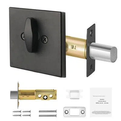 Vevor Deadbolt Lock, Keyed 1 Side, Featuring 3 Keys, Square Single Cylinder Dead Bolt, Full Metal, Matte B In Black