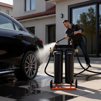 Vevor Deionized Water System For Car Wash, Spotless Car Wash Water System With 2 X 4l Di Resin, Bypass Val In Black