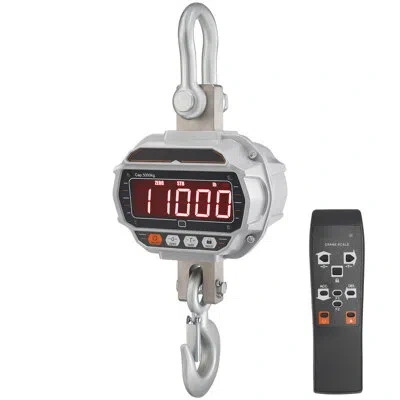 Vevor Digital Crane Scale, 11000 Lbs/5000 Kg, Industrial Heavy-duty Hanging Scale With Remote Control, Cas In Silver