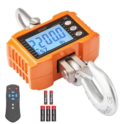 Vevor Digital Crane Scale, 2200 Lbs/1000 Kg, Industrial Heavy-duty Hanging Scale With Remote Control, Cast In Orange