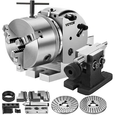 Vevor Dividing Head Bs-0 5inch 3 Jaw Chuck Dividing Head Set Precision Semi In Silver