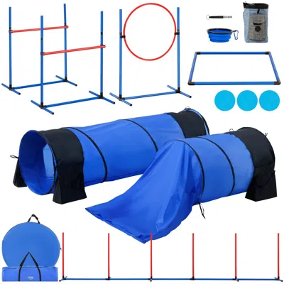 Vevor Dog Agility Training Equipment 7 Pcs Set W/ Hurdles 2 Tunnels Jump Ring