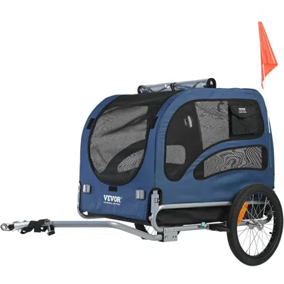 Vevor Dog Bike Trailer, Supports Up To 100 Lbs, Pet Cart Bicycle Carrier, Easy Folding Frame With Quick Re In Blue