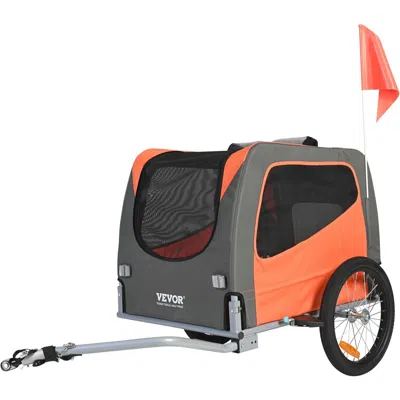 Vevor Dog Bike Trailer, Supports Up To 66 Lbs, Pet Cart Bicycle Carrier, Easy Folding Frame With Quick Rel In Orange