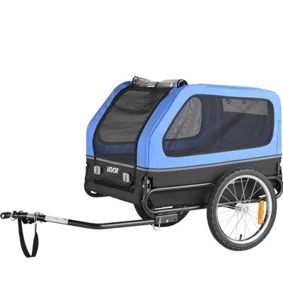 Vevor Dog Bike Trailer, Supports Up To 88 Lbs, Pet Cart Bicycle Carrier For Small & Large Dogs, Easy Foldi In Blue