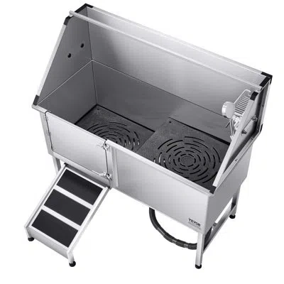 Vevor Dog Grooming Bath Tub Stainless Steel W Ramp Water Filter Left In Silver