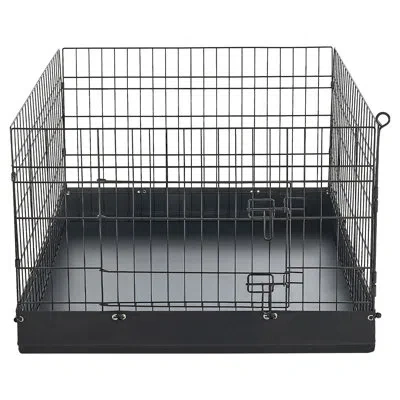 Vevor Dog Playpen 24 Inch 4 Panels Foldable Exercise Pen With Bottom Pad, Indoor Metal Pet Fence With Door In Black