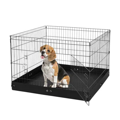 Vevor Dog Playpen 4 Panels Foldable Metal Dog Exercise Pen With Bottom Pad 36 In