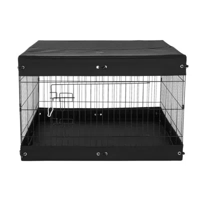 Vevor Dog Playpen 4 Panels Foldable Metal Dog Exercise Pen With Bottom Pad Cover In Black