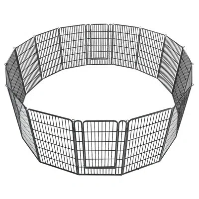 Vevor Dog Playpen 40 Inch 16 Panels Foldable Metal Exercise Pen Pet Fence, Indoor/outdoor Heavy Duty Puppy In Black