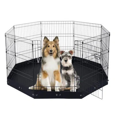 Vevor Dog Playpen 8 Panels Foldable Metal Dog Exercise Pen With Bottom Pad 30"h