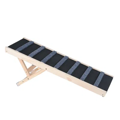 Vevor Dog Ramp, Folding Pet Ramp For Bed, Adjustable Dog Ramp For Small, Large, Old Dogs & Cats, Wooden Pe In Black