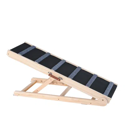 Vevor Dog Ramp, Folding Pet Ramp For Bed, Adjustable Dog Ramp For Small, Large, Old Dogs & Cats, Wooden Pe In Black