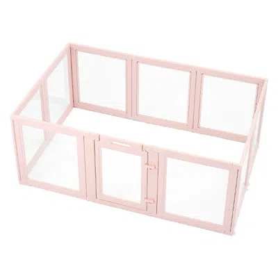 Vevor Dog Whelping Box With Window Transparent Playpen For Medium Dog 60x39x23 In In Pink