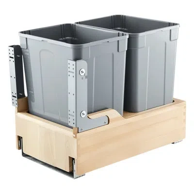 Vevor Double 35qtx2 Pullout Waste Container Under Cabinet Kitchen Bin Trash Can In Gray