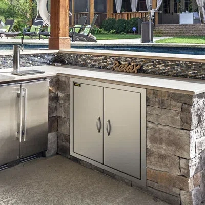 Vevor Double Access Bbq Door 24x24 Outdoor Kitchen Cooking Professional Modern Frame In Silver