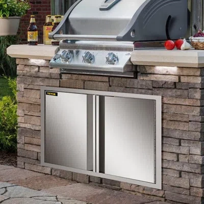Vevor Double Access Door Outdoor Kitchen Door 30.5wx21h Inch Stainless Steel Door In Silver