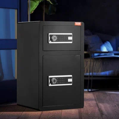 Vevor Double Door 4.5 Cu.ft Safe Box With Key Lock Password Fireproof Bag Black,organize Cash In Satin Black