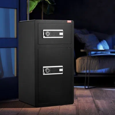 Vevor Double Door 5.5 Cu.ft Safe Box With Key Lock Password Cabinet Black,organize Cash In Satin Black