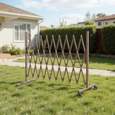 Vevor Double Expandable Barricades,industrial Safety Barriers, Flexible Mobile Barricade With Locking Cast In Brown