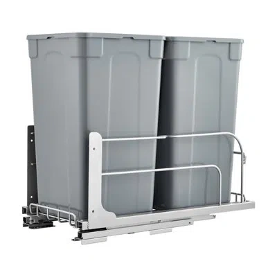 Vevor Double Pullout Waste Container Kitchen Trash Can With Soft Close Grey 27qtx2 In Gray